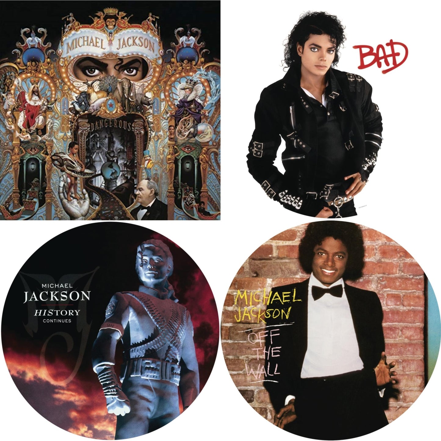 Michael Jackson - Off The Wall (Picture Disc) & Bad (Picture Disc) & History: Continues (2LP/Picture Disc) & Dangerous (180G/2LP)