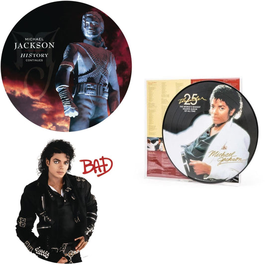 Michael Jackson - Bad (Picture Disc) & History: Continues (2LP/Picture Disc) & Thriller (Picture Disc)