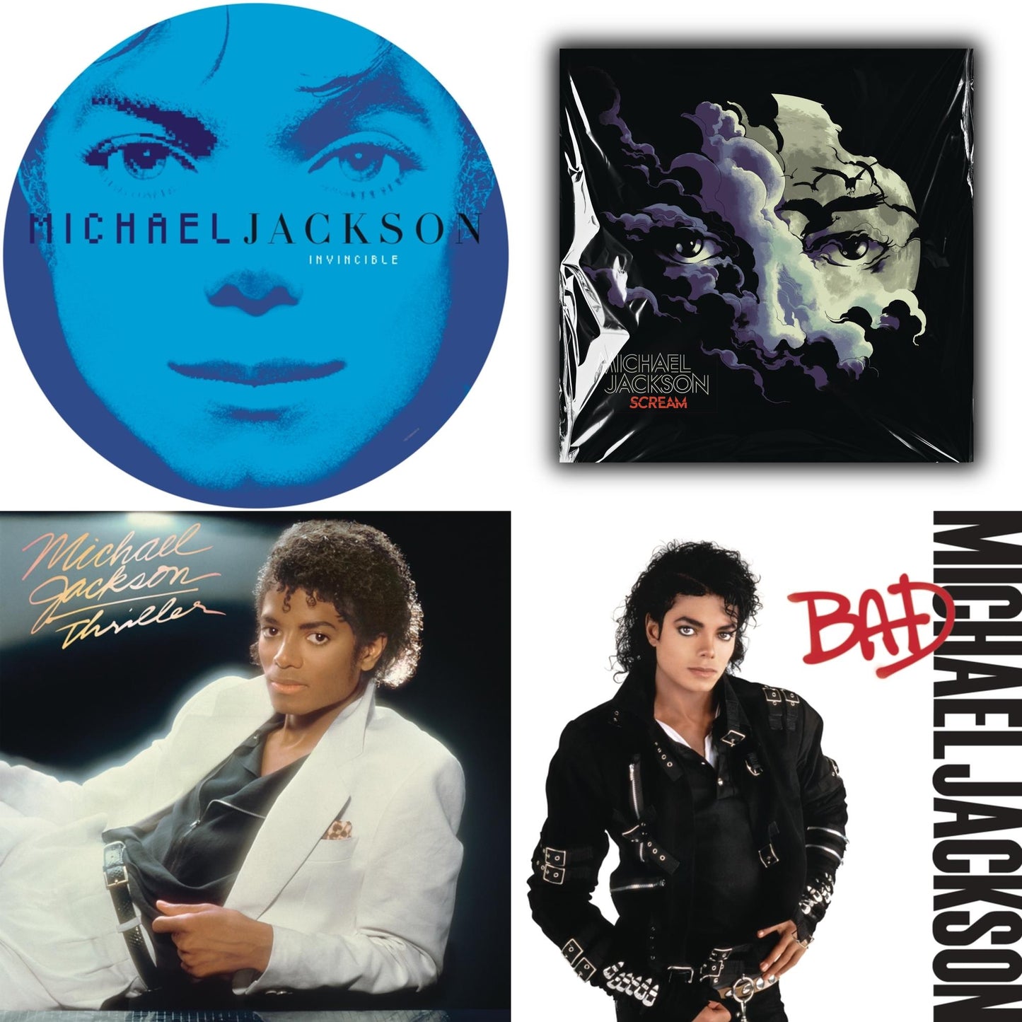 Michael Jackson - Invincible (2LP/Picture Disc) & Thriller (140G/Gatefold) & Bad (140G/Gatefold) & Michael Jackson - Scream (2LP) (New LP Vinyl)