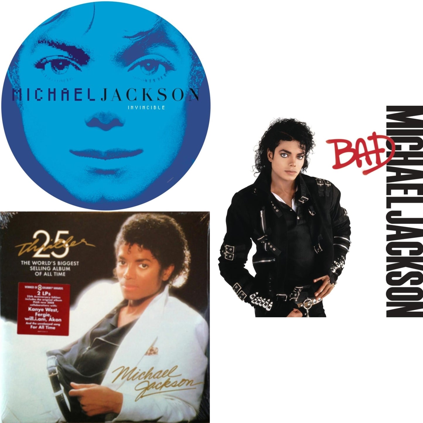 Michael Jackson - Invincible (2LP/Picture Disc) & Thriller (25Th Anniversary Edition/2LP/180G/Gatefold) & Bad (140G/Gatefold)
