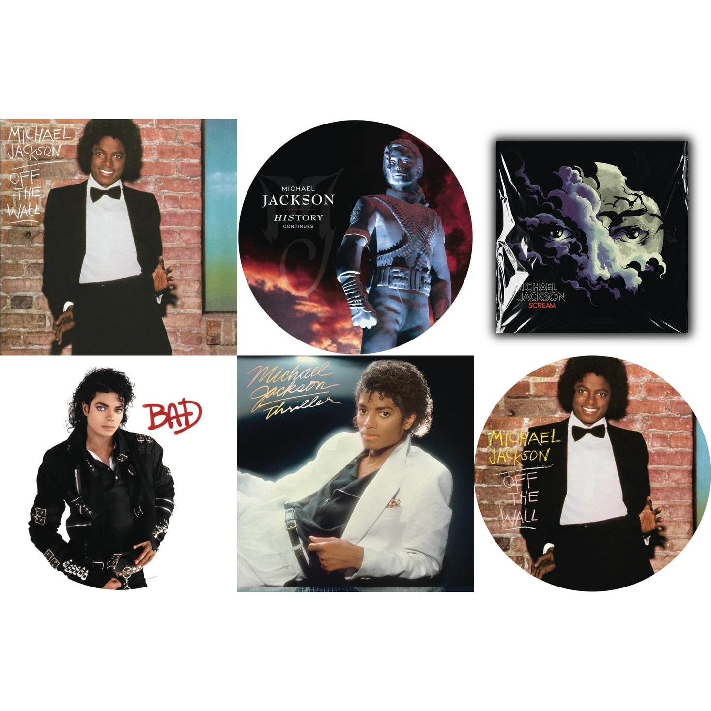 Michael Jackson - Off The Wall (Picture Disc) & Bad (Picture Disc) & History: Continues (2LP/Picture Disc) & Thriller (140G/Gatefold) & Off The Wall (140G/Gatefold) & Michael Jackson - Scream (2LP) (New LP Vinyl)