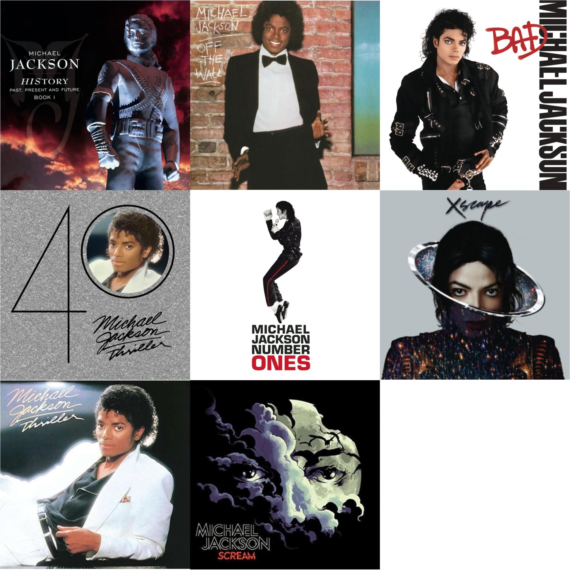 Michael Jackson - History: Past Present & Future Book 1 & Off The Wall & Bad & Thriller (40Th Anniversary/2CD) & Number Ones & Xscape & Thriller & Scream