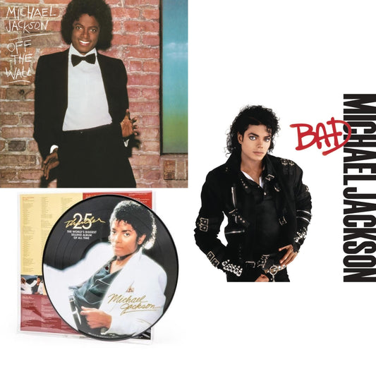 Michael Jackson - Thriller (Picture Disc) & Bad (140G/Gatefold) & Off The Wall (140G/Gatefold) - LP Vinyl Bundle