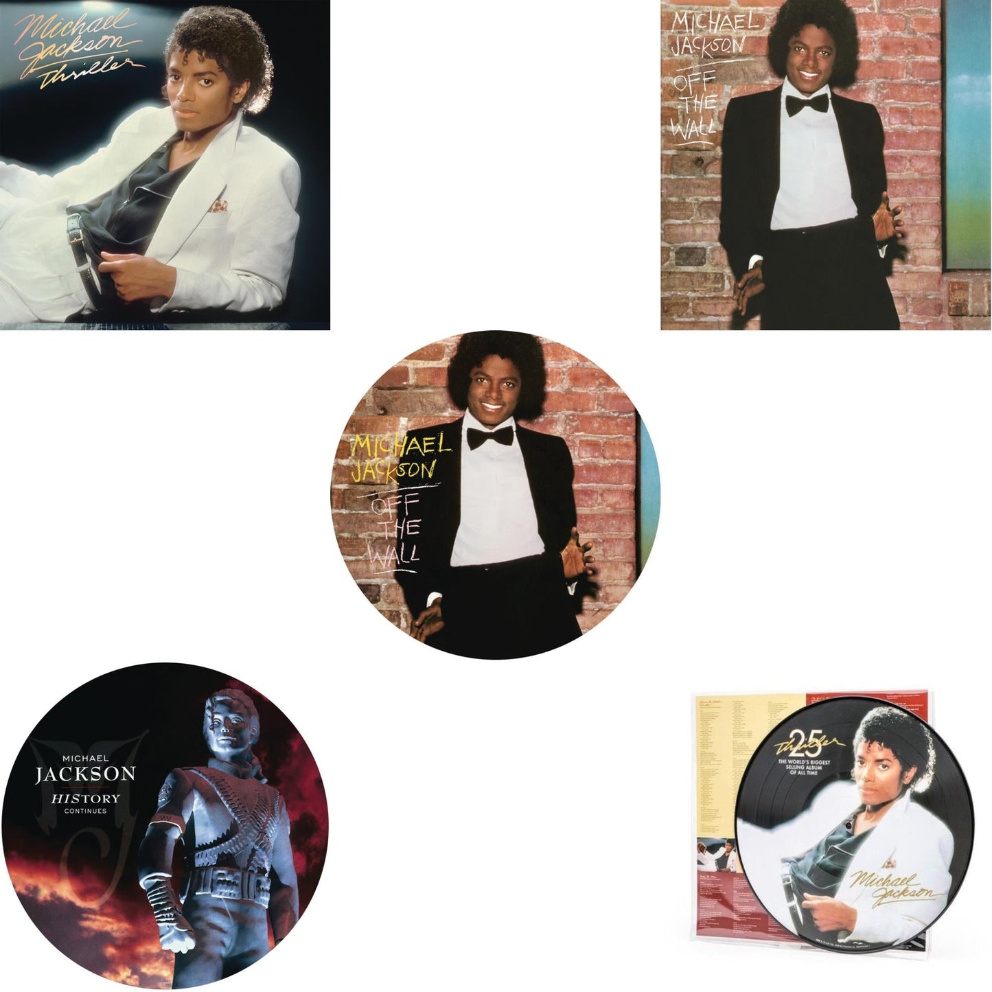 Michael Jackson - Off The Wall (Picture Disc) & History: Continues (2LP/Picture Disc) & Thriller (Picture Disc) & Thriller (140G/Gatefold) & Off The Wall (140G/Gatefold)