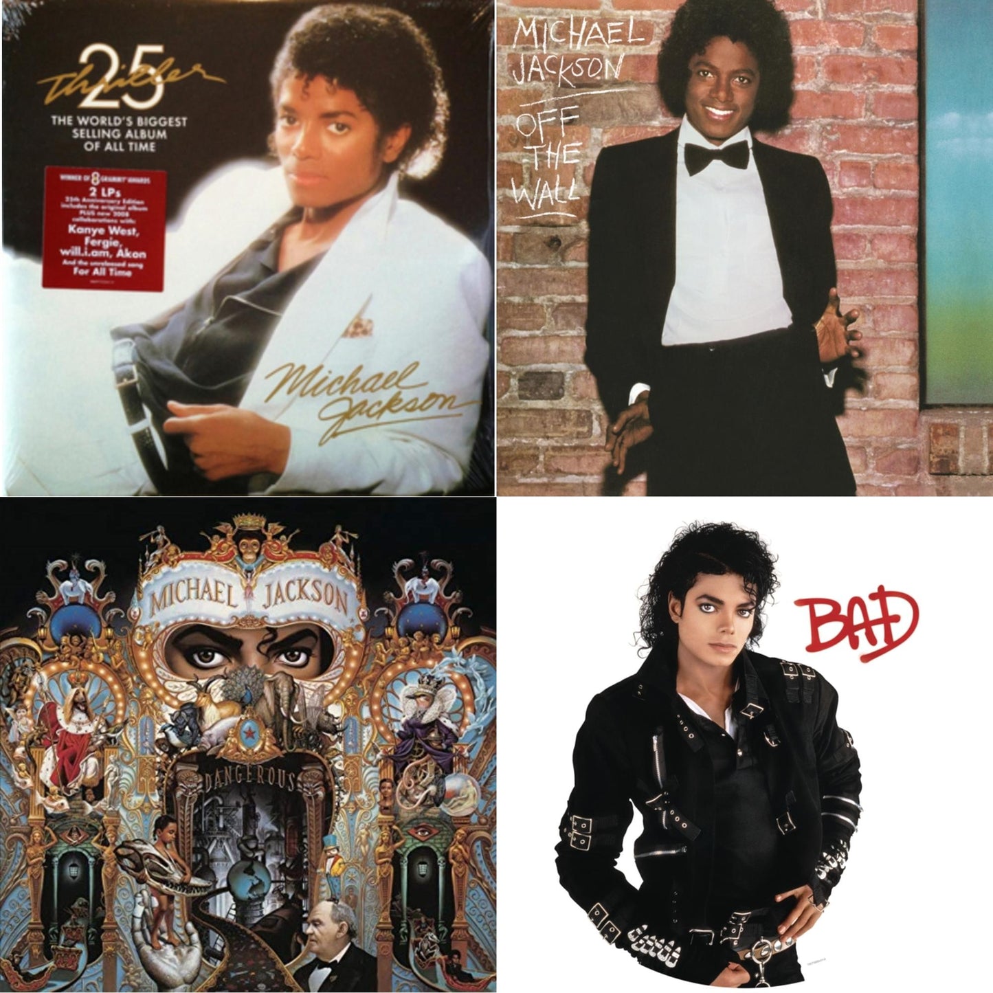 Michael Jackson - Thriller (25Th Anniversary Edition/2LP/180G/Gatefold) & Off The Wall (140G/Gatefold) & Dangerous (180G/2LP) & Bad (Picture Disc)