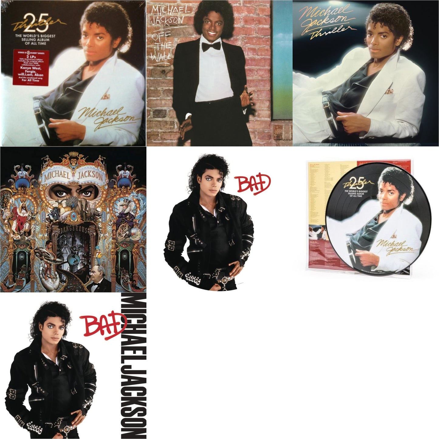 Michael Jackson - Thriller (25Th Anniversary Edition/2LP/180G/Gatefold) & Off The Wall (140G/Gatefold) & Thriller (140G/Gatefold) & Dangerous (180G/2LP) & Bad (Picture Disc) & Thriller (Picture Disc) & Bad (140G/Gatefold)