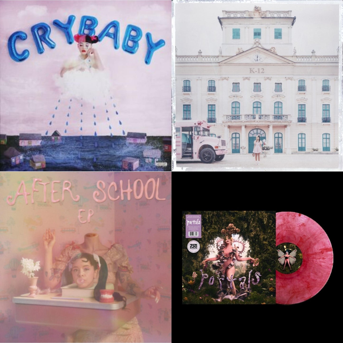Melanie Martinez - Cry Baby (X) (Deluxe Edition/2LP) & K-12 & After School Ep (X) (Baby Blue LP Vinyl) & Portals (Bloodshot Translucent LP Vinyl)