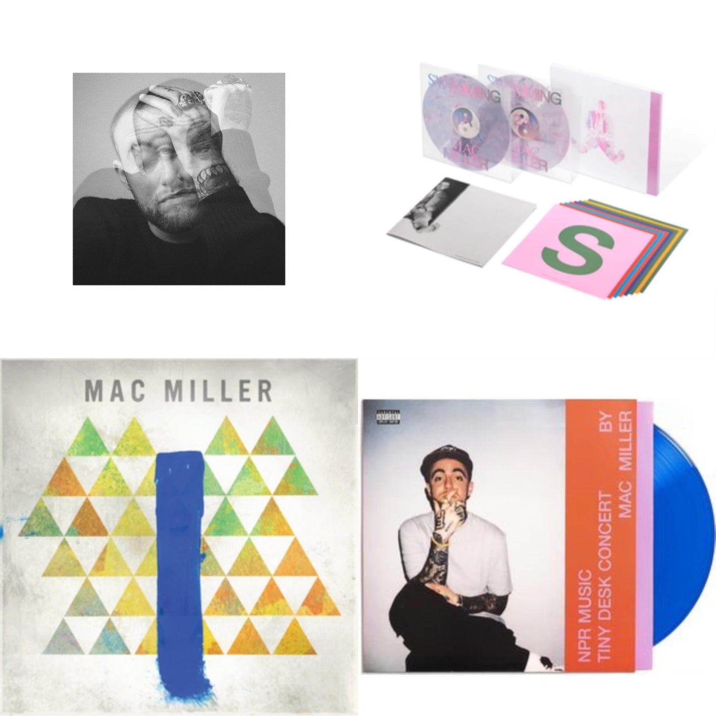 Mac Miller - Npr Music Tiny Desk Concert (Translucent Blue LP Vinyl/B-Side Etching/Insert) & Swimming (5 Year) (2LP/Milky Clear/Hot Pink/Sky Blue Marble Vinyl) & Circles (2LP/Clear Vinyl) & Blue Slide Park