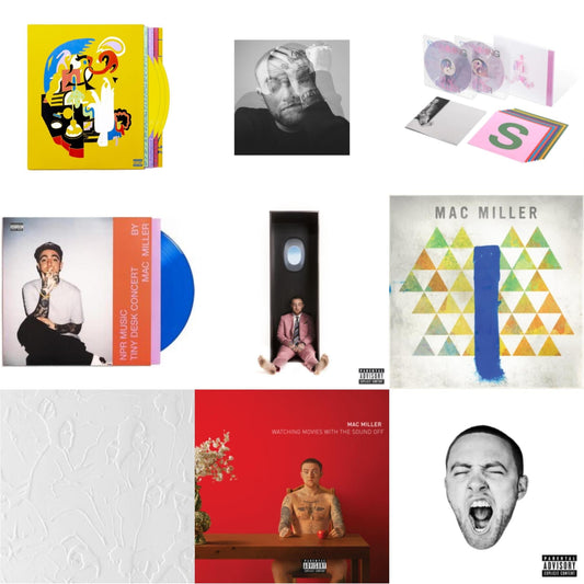 Mac Miller - Faces (3LP/Yellow Vinyl) & Circles (2LP/Clear Vinyl) & Swimming (5 Year) (2LP/Milky Clear/Hot Pink/Sky Blue Marble Vinyl) & Npr Music Tiny Desk Concert (Translucent Blue LP Vinyl/B-Side Etching/Insert) & Swimming (X) & Blue Slide Park &