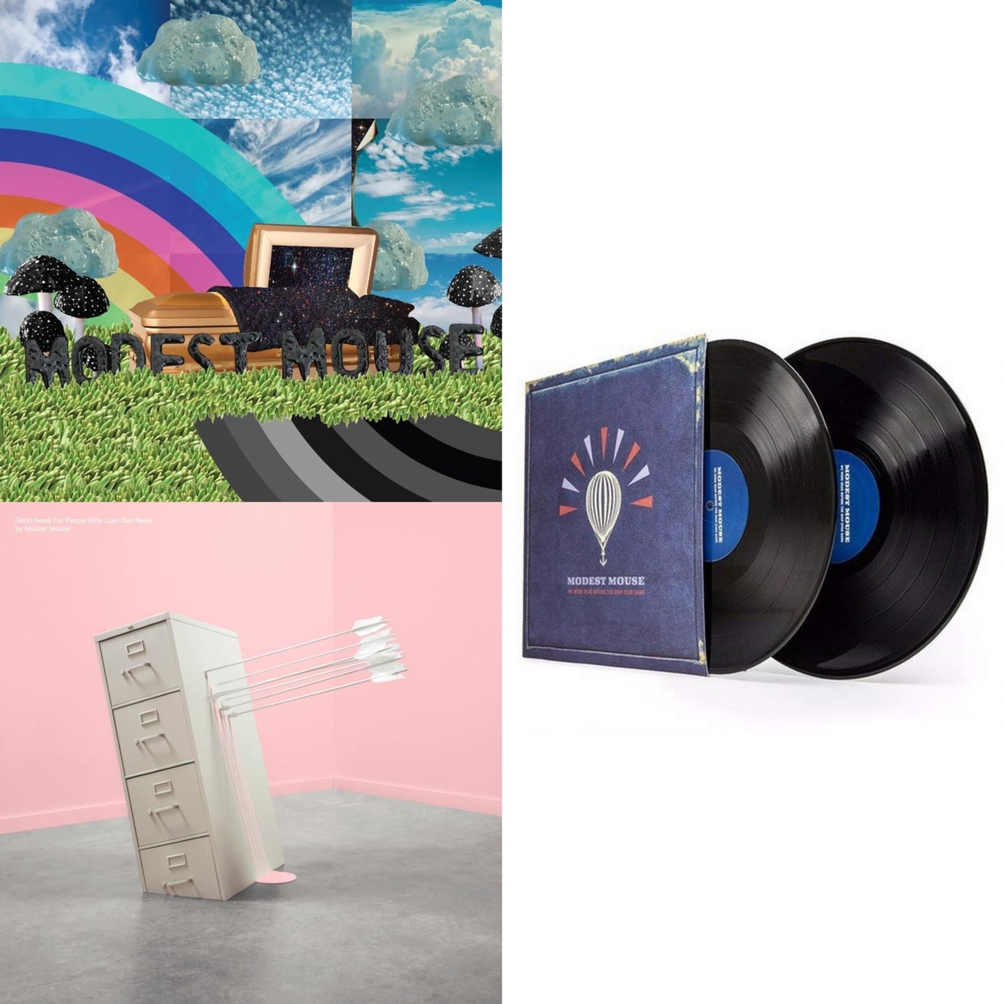 Modest Mouse - Golden Casket (X) (2LP) & Good News For People Who Love Bad News (Deluxe) (2LP/Baby Pink & Spring Green Vinyl) & We Were Dead Before The Ship Even Sank
