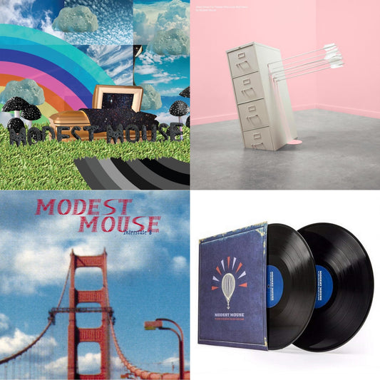 Modest Mouse - Golden Casket (X) (2LP) & Good News For People Who Love Bad News (Deluxe) (2LP/Baby Pink & Spring Green Vinyl) & Interstate 8 & We Were Dead Before The Ship Even Sank
