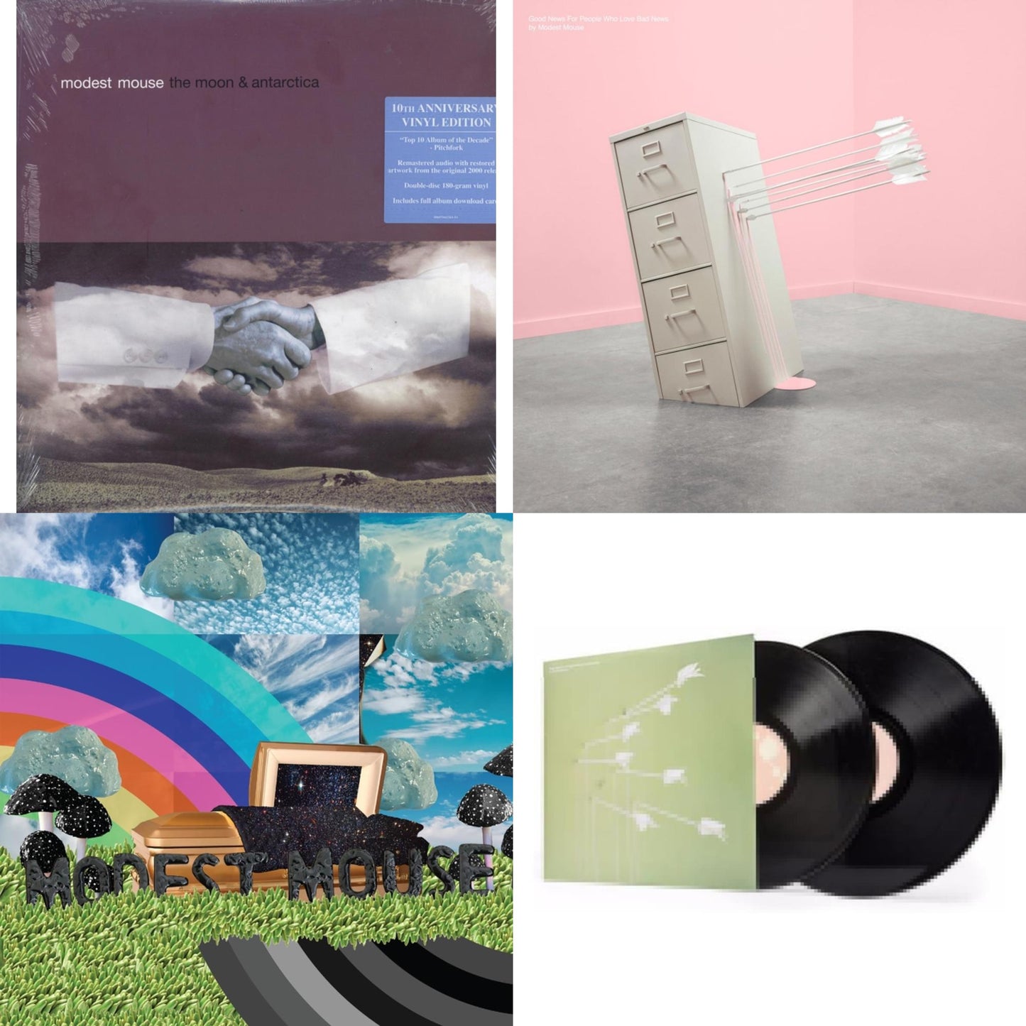 Modest Mouse - Golden Casket (X) (2LP) & Good News For People Who Love Bad News (Deluxe) (2LP/Baby Pink & Spring Green Vinyl) & Good News For People Who Love Bad News (Pa/2LP/180G/Gatefold) & Moon & Antarctica (2LP/Dl Card/180G/10Th Anniversary