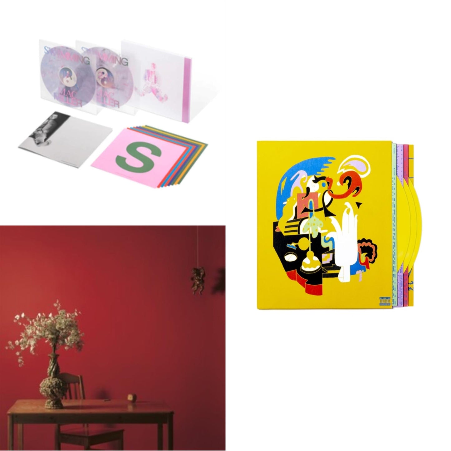 Mac Miller - Swimming (5 Year) (2LP/Milky Clear/Hot Pink/Sky Blue Marble Vinyl) & Faces (3LP/Yellow Vinyl) & Watching Movies With The Sound Off (10 Year Anniversary/Galaxy Vinyl/2LP/180G/10Inch Picture Disc)