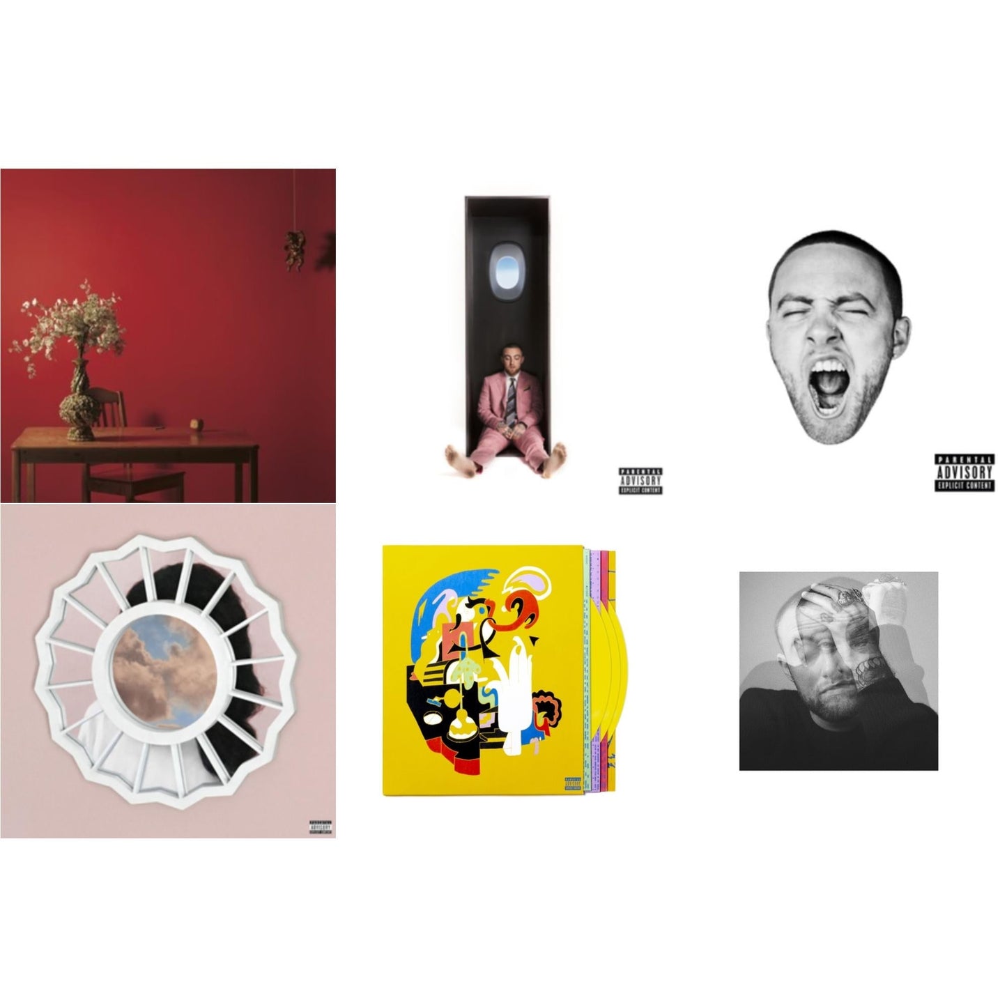 Mac Miller - Faces (3LP/Yellow Vinyl) & Swimming (X) & Circles (2LP/Clear Vinyl) & Divine Feminine (X) & Go:Od Am (X) & Watching Movies With The Sound Off (10 Year Anniversary/Galaxy Vinyl/2LP/180G/10Inch Picture Disc)