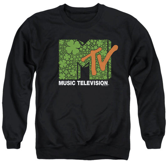 Mtv St. Patrick'S Day Shamrock Logo Mens Crewneck Sweatshirt Black Officially Licensed