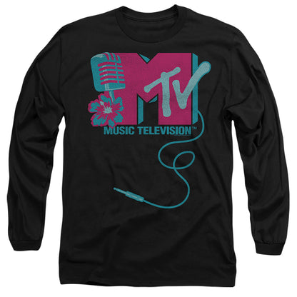 Mtv Microphone Logo Mens Long Sleeve Shirt Black