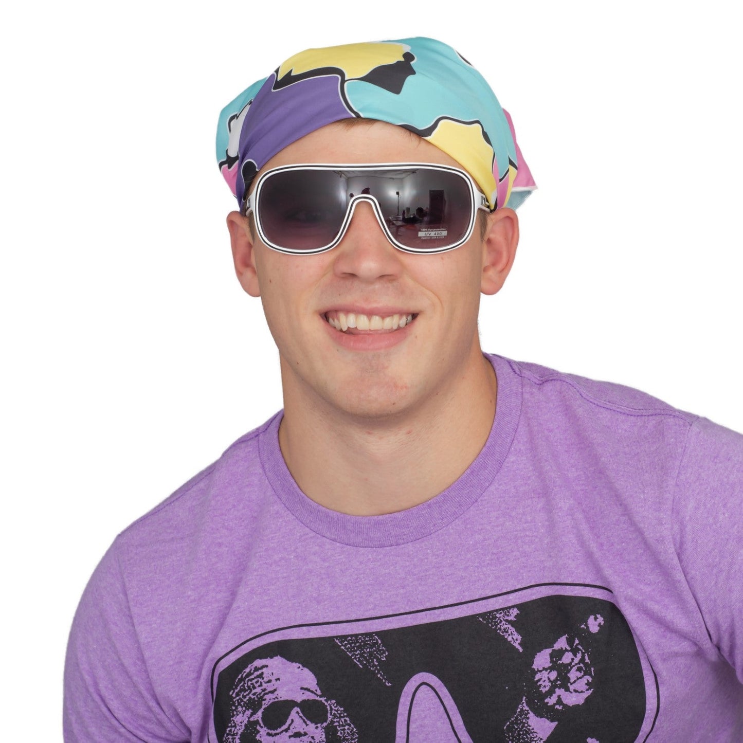 Macho Man T-shirt Bandana and Sunglasses Complete Halloween Cosplay Costume Set