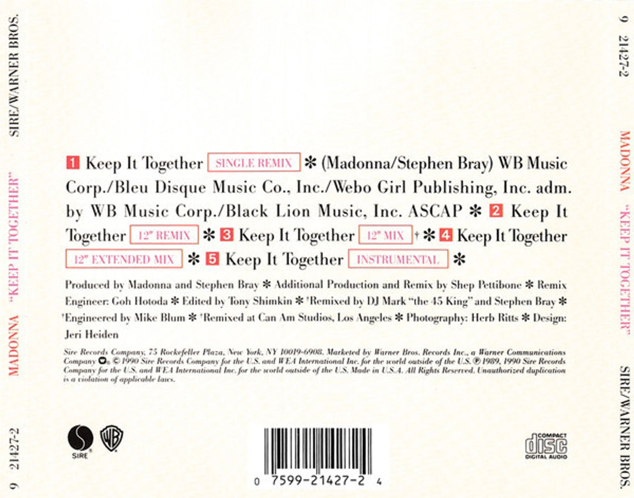 Madonna – Keep It Together Music CD