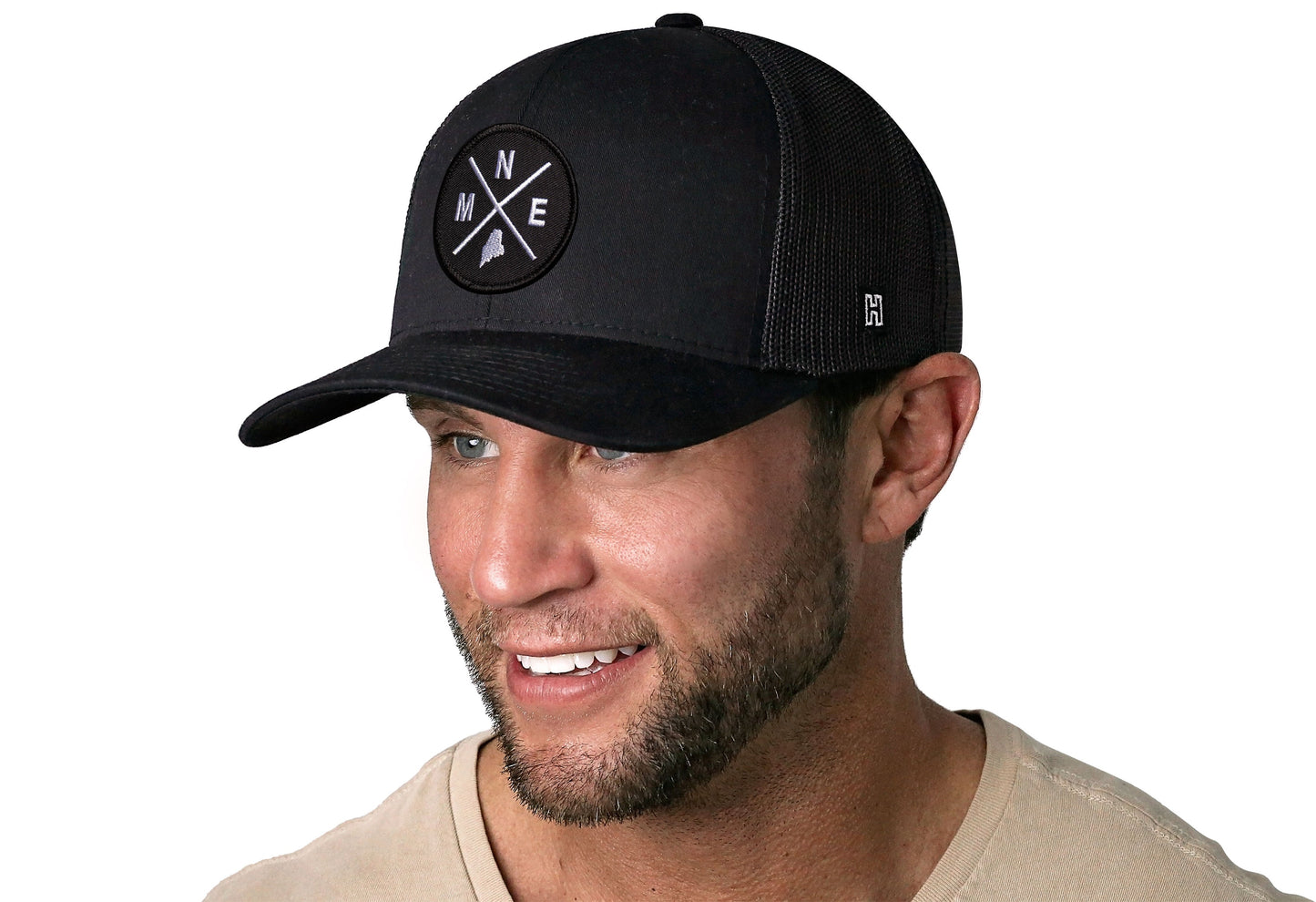 Maine Trucker Hat  |  Black MNE X Snapback