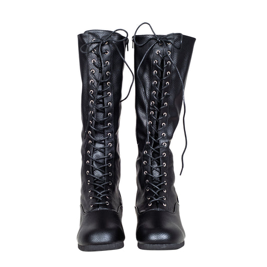 Matte Black Wrestling Boots Halloween Costume Cosplay