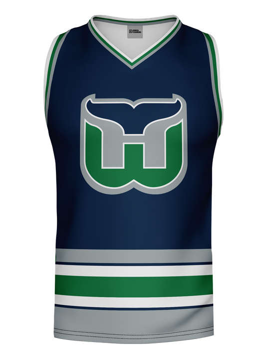 Hartford Whalers Retro Navy Blue Alternate Hockey Tank
