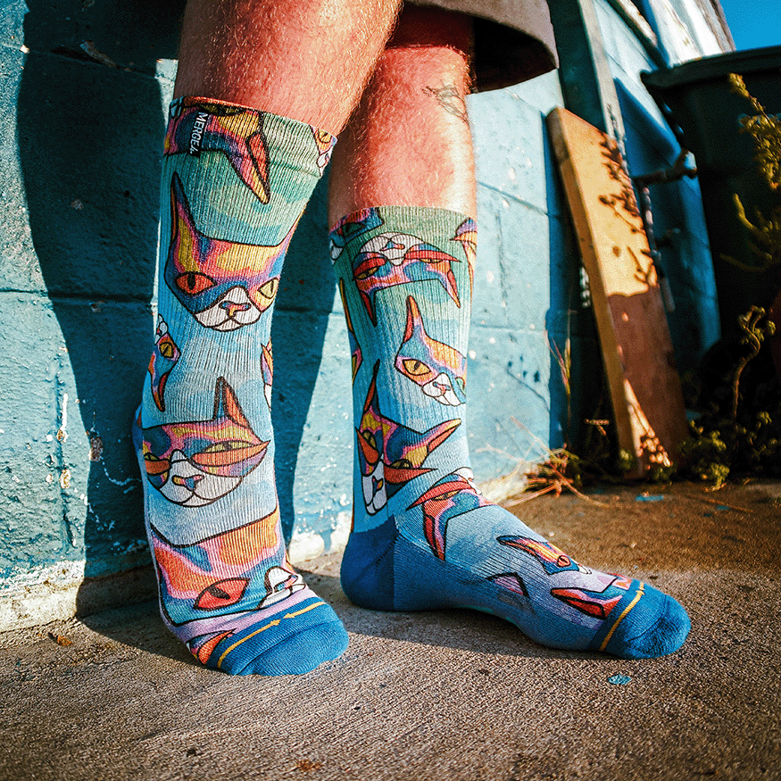 Disco Kitty Adult Crew Socks