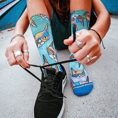 Disco Kitty Adult Crew Socks