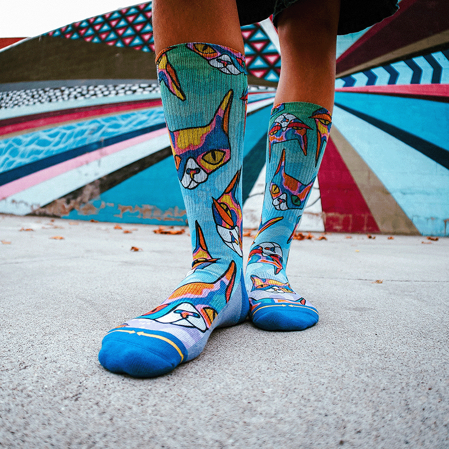 Disco Kitty Adult Crew Socks