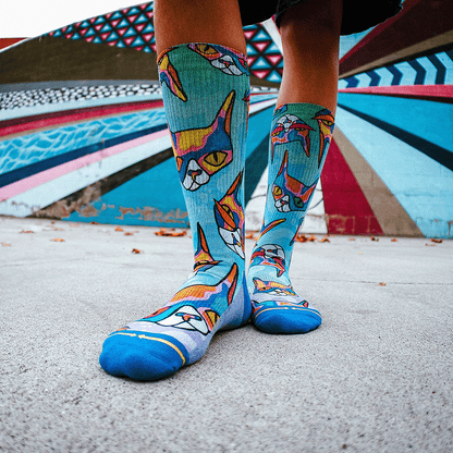 Disco Kitty Adult Crew Socks