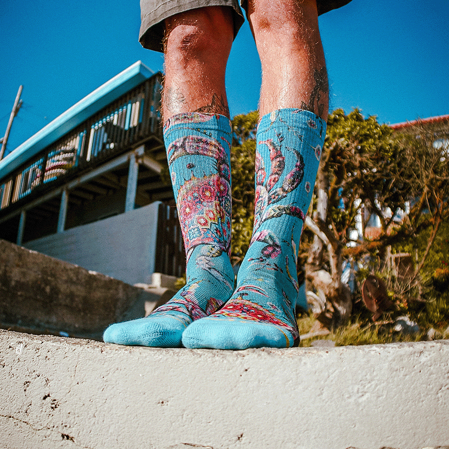 Barrio Crab Adult Crew Socks with Art by Max Ehrman