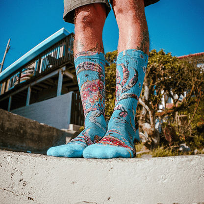 Barrio Crab Adult Crew Socks with Art by Max Ehrman