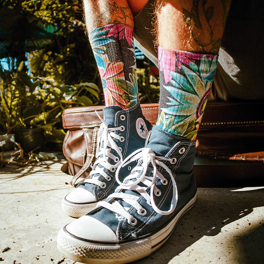 Flower Adult Crew Socks with Art by Max Ehrman
