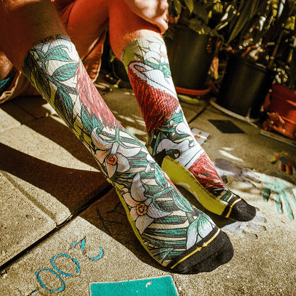 Coconut Adult Crew Socks with Art by Kaia Myall