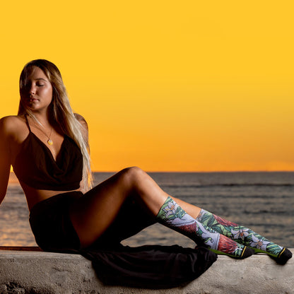 Coconut Adult Crew Socks with Art by Kaia Myall