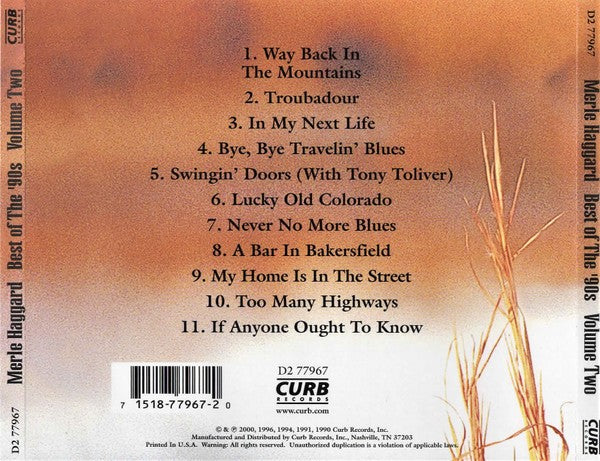 Merle Haggard – Best Of The 90's Volume Two Music CD