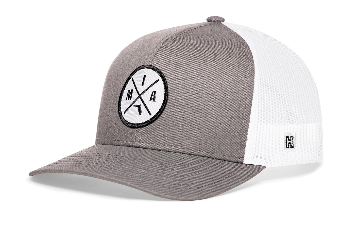 Miami Trucker Hat  |  Gray-White MIA X Snapback
