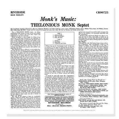 Monk's Music (Original Jazz Classics Series) (180g LP) Vinyl Record