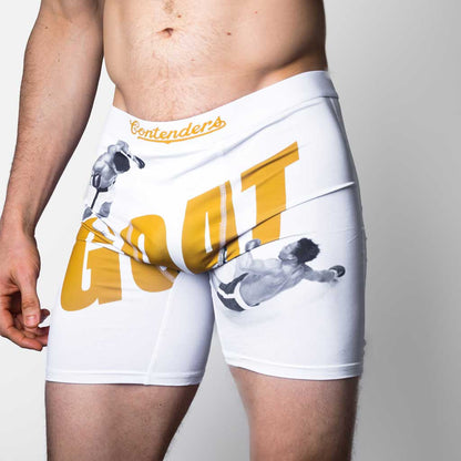 Muhammad Ali Goat Mens Brief Shorts White