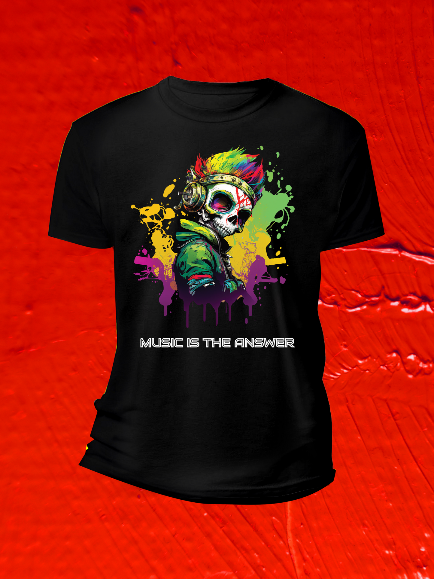 Music is the Answer Skull T-Shirts DTG Full color Edition