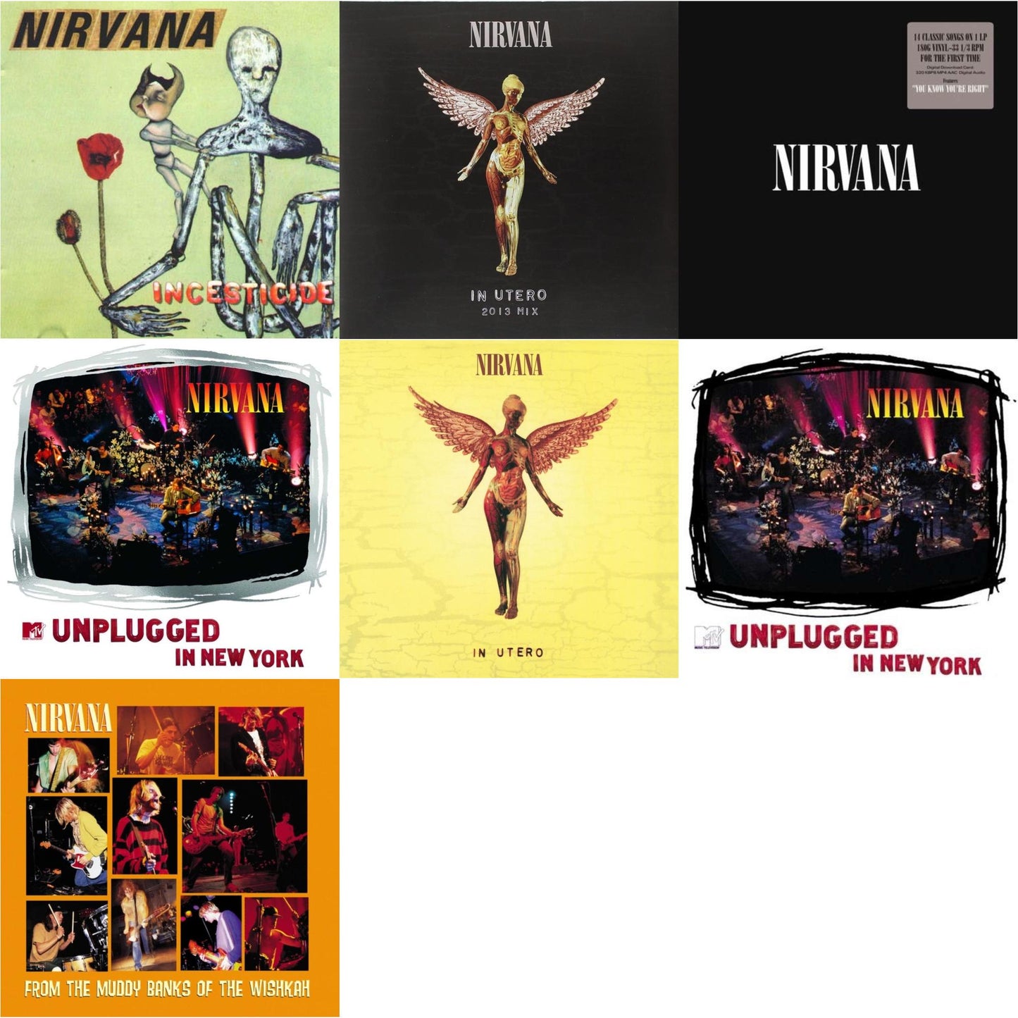 Nirvana - Incesticide (20Th Anniversary 45RPM Edition) & In Utero: 2013 Mix (2LP) & Nirvana (150G/Dl Code) & Mtv Unplugged In New York (2 LP) & In Utero (180G/33-1/3 RPM) & Unplugged In N.Y. & From The Muddy Banks Of The Wishkah