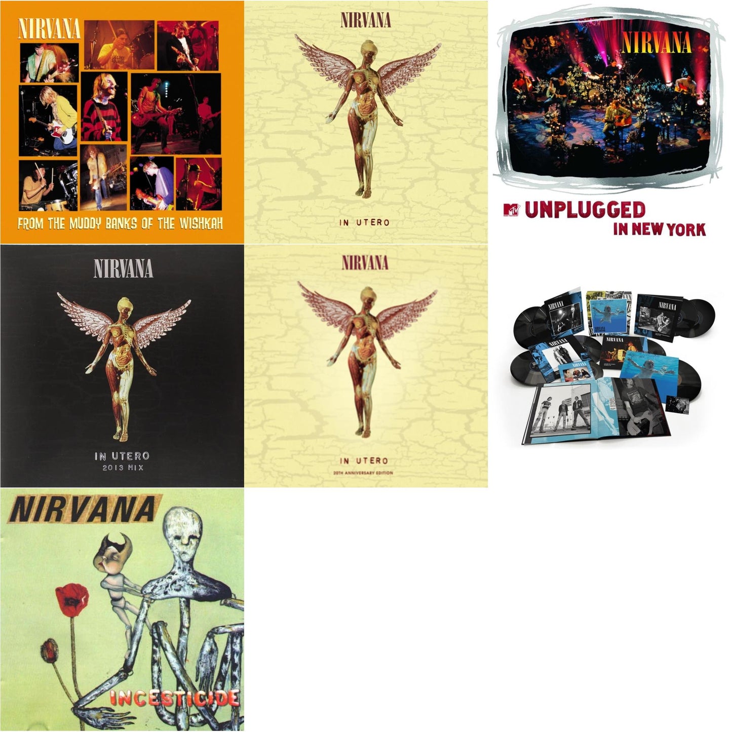 Nirvana - Nevermind (30Th Anniversary/Super Deluxe/8LP/7Inch) & In Utero (30Th Anniversary) (LP/10 Inch) & Incesticide (20Th Anniversary 45RPM Edition) & In Utero & In Utero: 2013 Mix (2LP) & Mtv Unplugged In New York (2 LP) & From The Muddy Banks Of