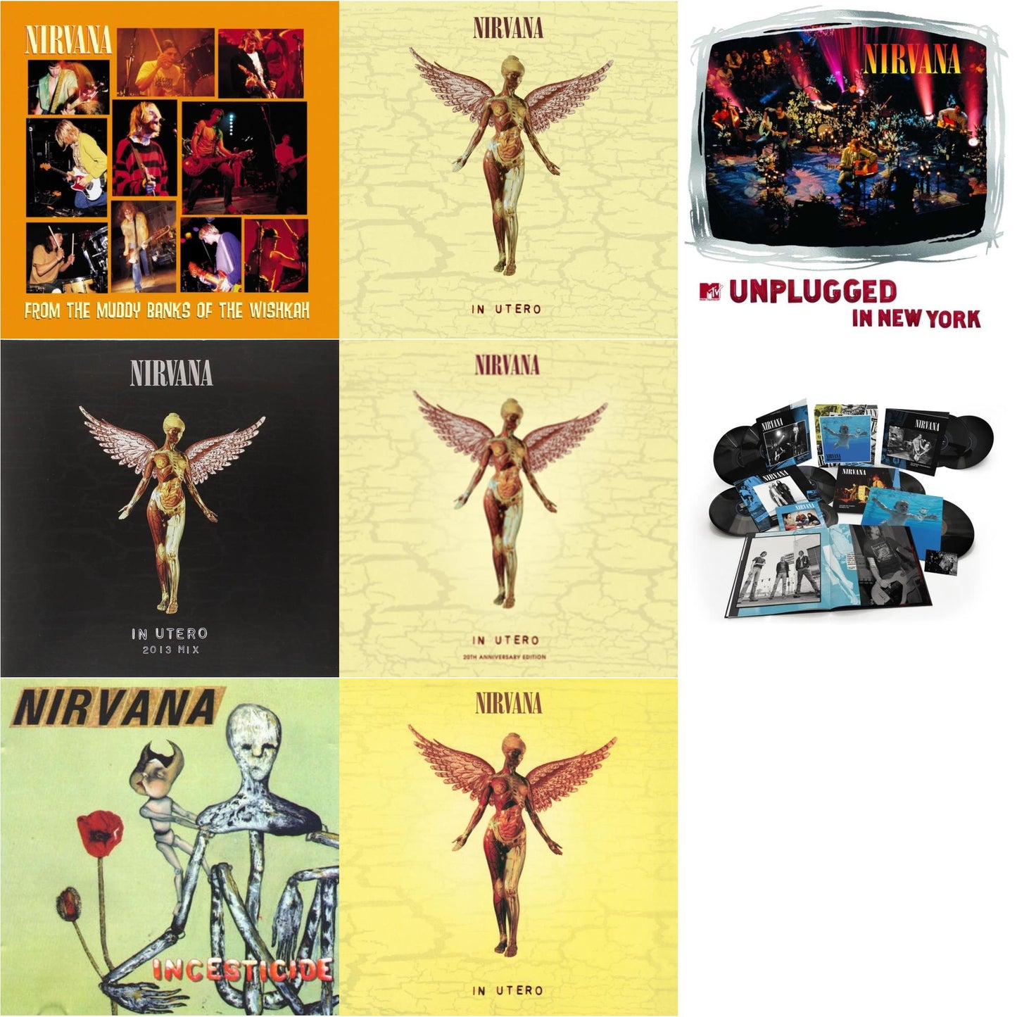 Nirvana - Nevermind (30Th Anniversary/Super Deluxe/8LP/7Inch) & In Utero (30Th Anniversary) (LP/10 Inch) & Incesticide (20Th Anniversary 45RPM Edition) & In Utero & In Utero: 2013 Mix (2LP) & Mtv Unplugged In New York (2 LP) & In Utero (180G/33-1/3