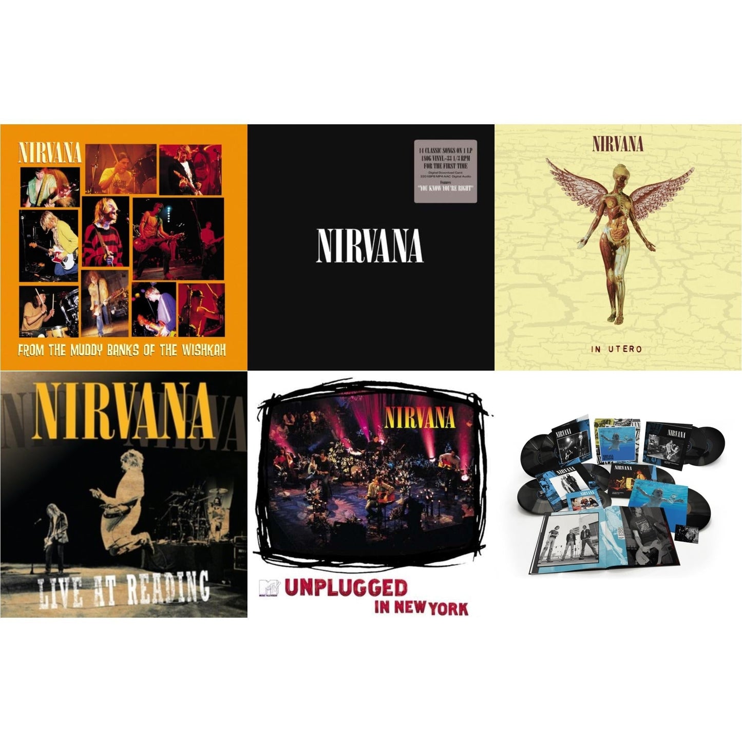 Nirvana - Nevermind (30Th Anniversary/Super Deluxe/8LP/7Inch) & In Utero (30Th Anniversary) (LP/10 Inch) & Live At Reading & Nirvana (150G/Dl Code) & Unplugged In N.Y. & From The Muddy Banks Of The Wishkah
