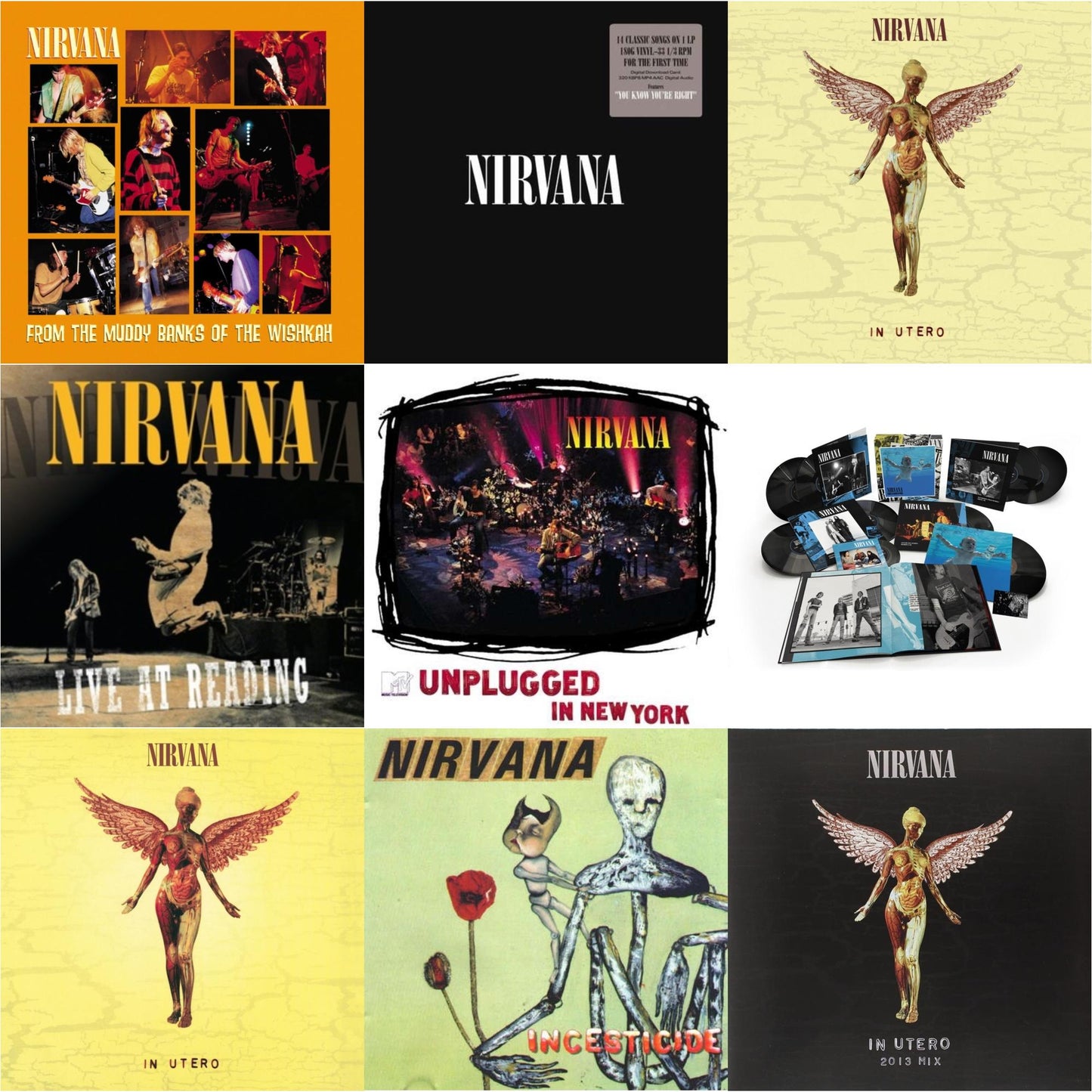 Nirvana - Nevermind (30Th Anniversary/Super Deluxe/8LP/7Inch) & In Utero (30Th Anniversary) (LP/10 Inch) & Live At Reading & Incesticide (20Th Anniversary 45RPM Edition) & In Utero: 2013 Mix (2LP) & Nirvana (150G/Dl Code) & In Utero (180G/33-1/3 RPM)