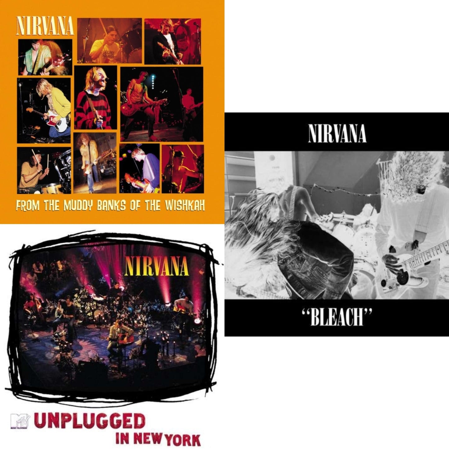 Nirvana - Bleach & Unplugged In N.Y. & From The Muddy Banks Of The Wishkah - LP Vinyl Bundle