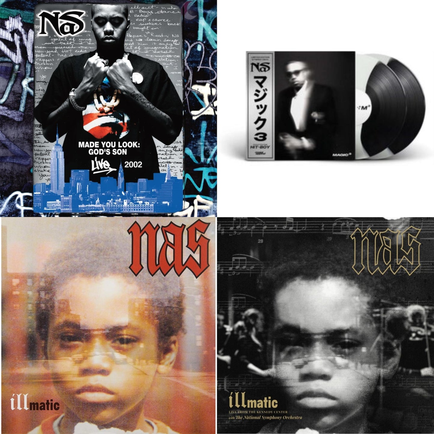 Nas - Made You Look: God's Son Live 2002 (Rsd) & Magic 3 (2LP/Coloured Vinyl) & Illmatic & Illmatic: Live From The Kennedy Center (Limited 2LP/180G/Poster/Dl Card)