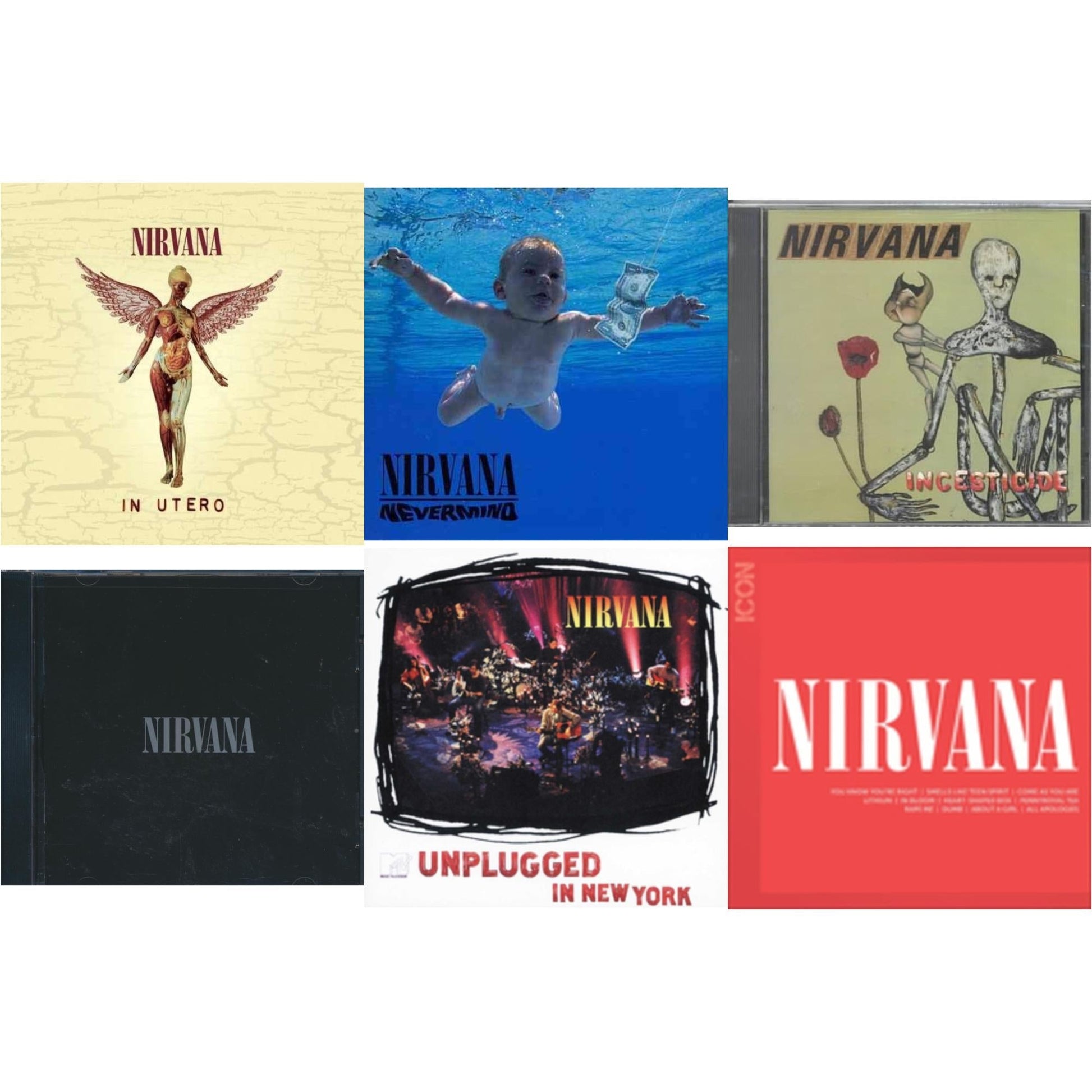 Nirvana - Icon & Nevermind & In Utero & Nirvana & Incesticide & Unplugged In N.Y. - CD Bundle