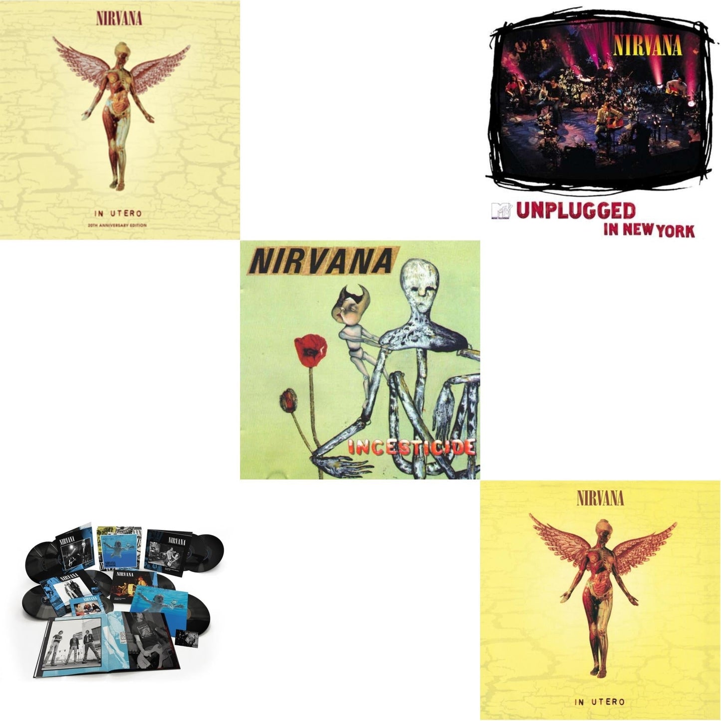 Nirvana - In Utero & Nevermind (30Th Anniversary/Super Deluxe/8LP/7Inch) & Incesticide (20Th Anniversary 45RPM Edition) & Unplugged In N.Y. & In Utero (180G/33-1/3 RPM)