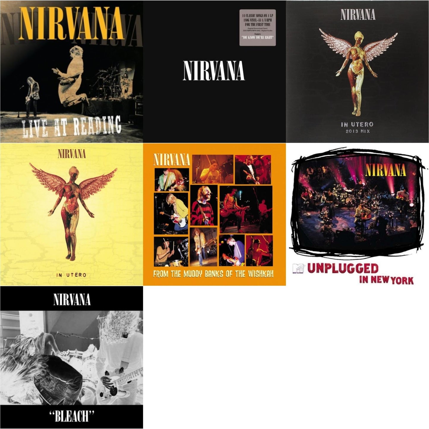Nirvana - Bleach & Live At Reading & In Utero: 2013 Mix (2LP) & Nirvana (150G/Dl Code) & In Utero (180G/33-1/3 RPM) & Unplugged In N.Y. & From The Muddy Banks Of The Wishkah