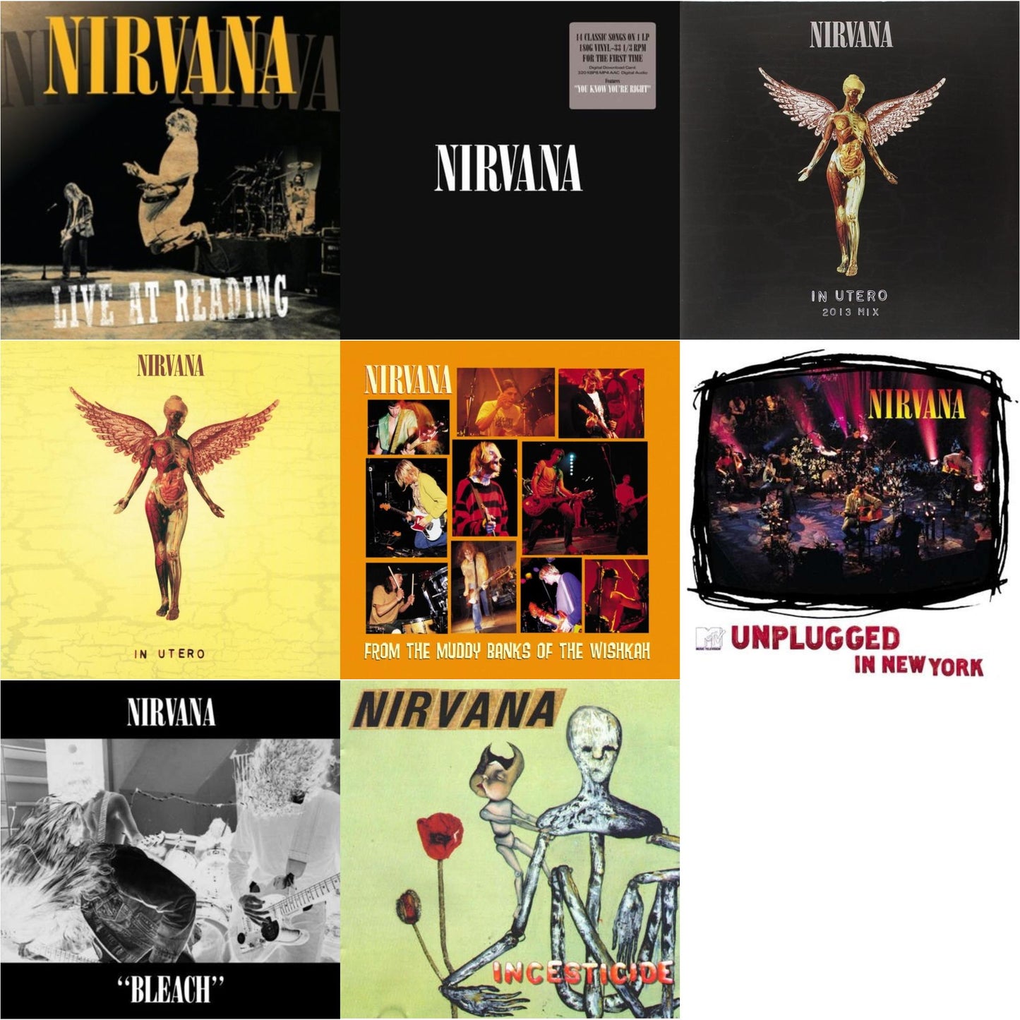 Nirvana - Bleach & Live At Reading & Incesticide (20Th Anniversary 45RPM Edition) & In Utero: 2013 Mix (2LP) & Nirvana (150G/Dl Code) & In Utero (180G/33-1/3 RPM) & Unplugged In N.Y. & From The Muddy Banks Of The Wishkah